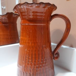 Reddish Orange Porcelin Pitcher